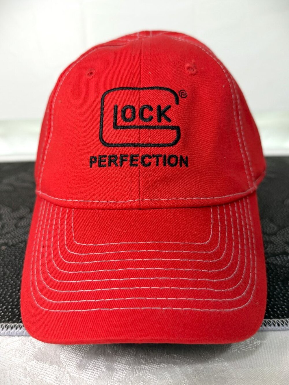 Glock Perfection Red Snap Back Baseball Cap White Stitching with Black Logo NEW